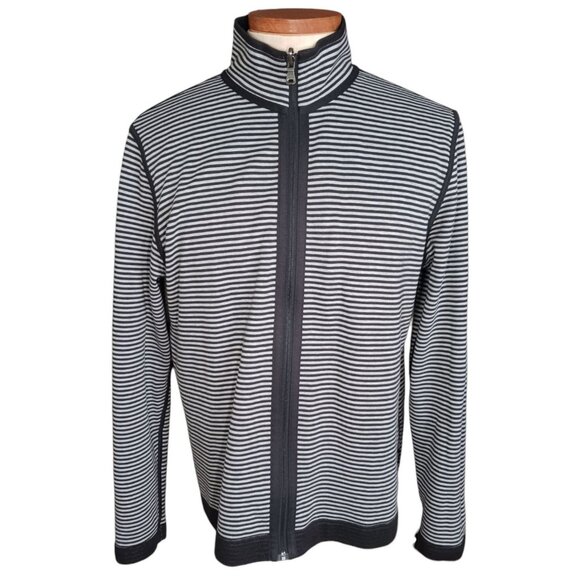 BOSS Hugo Boss Mens XL Reg Fit Full Zip Pique Knit Sweater Cardigan Reversible - Picture 8 of 16